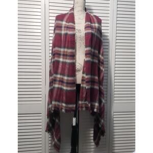 Real Accessories Shawl Wrap Women's One Size Plaid Knit Multicolor Red Green‎